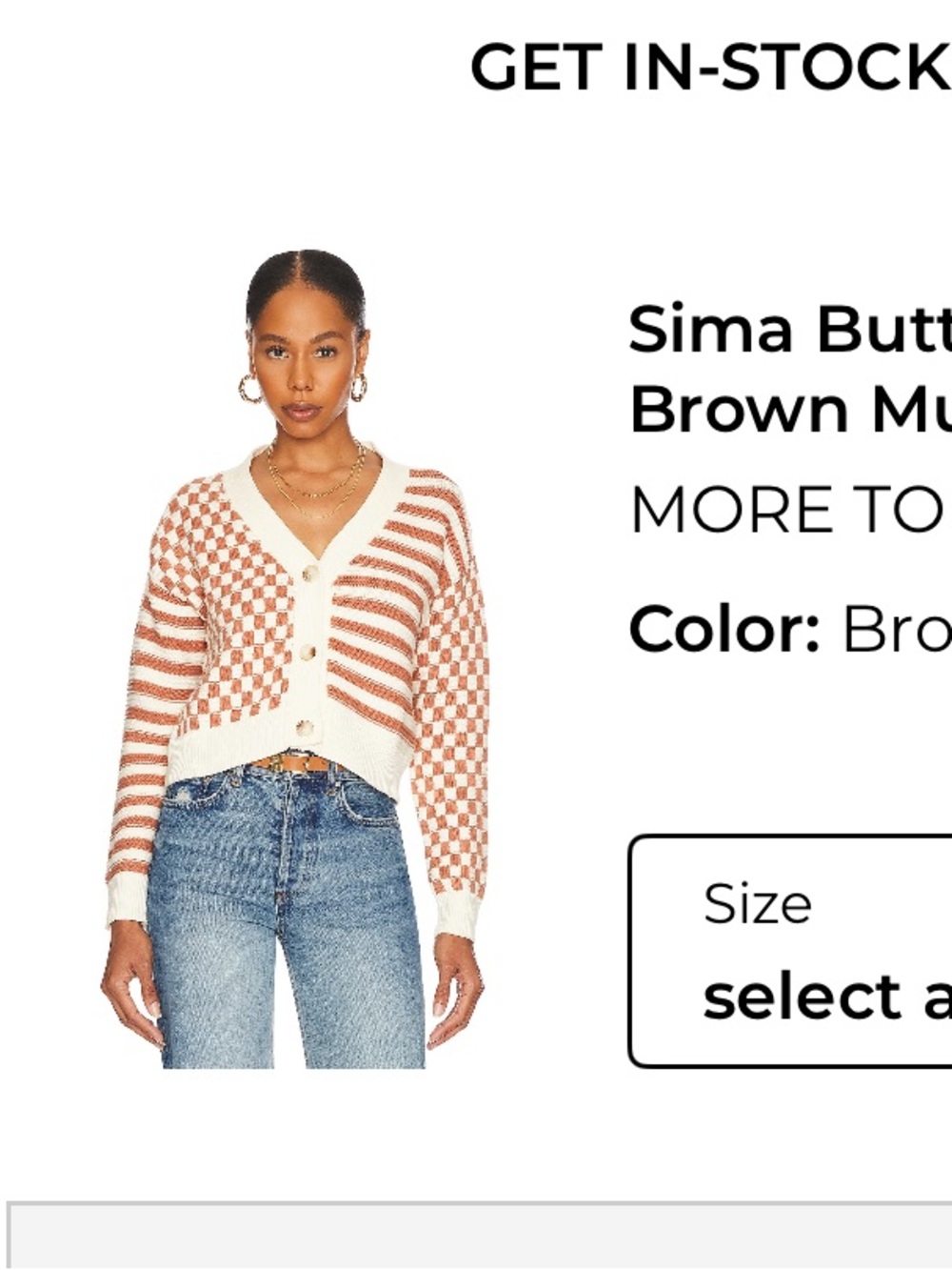 MORE TO COME Sima Button Up Sweater in
Brown. Purchased from Revolve.